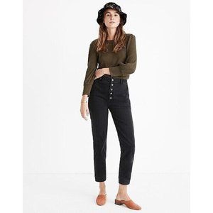 Madewell Jeans Washed Black Tapered Leg Button-Front Edition High Rise NWT Sz 23